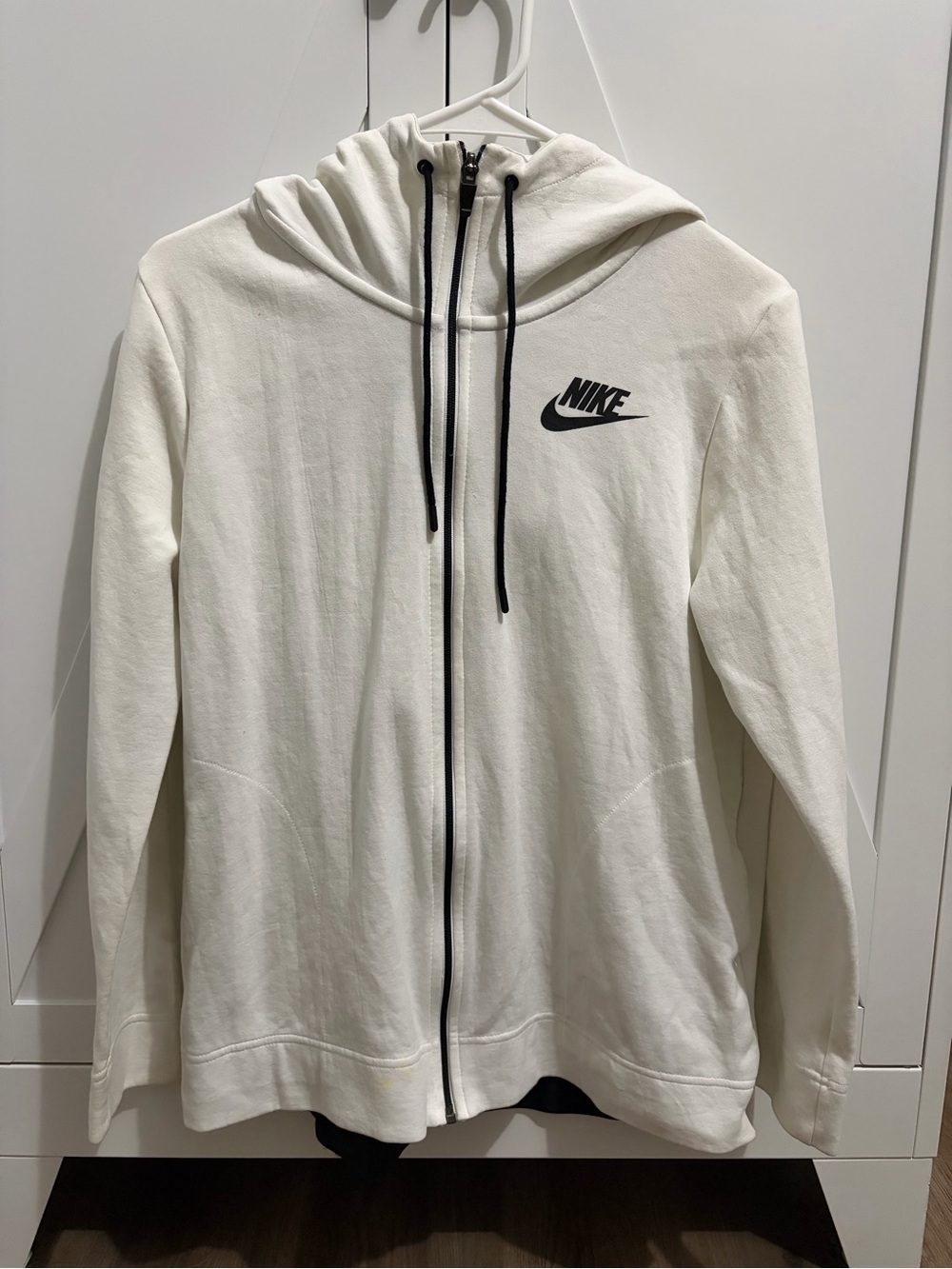 Nike Off-White Full-Zip Bomber Hoodie with Black Trim